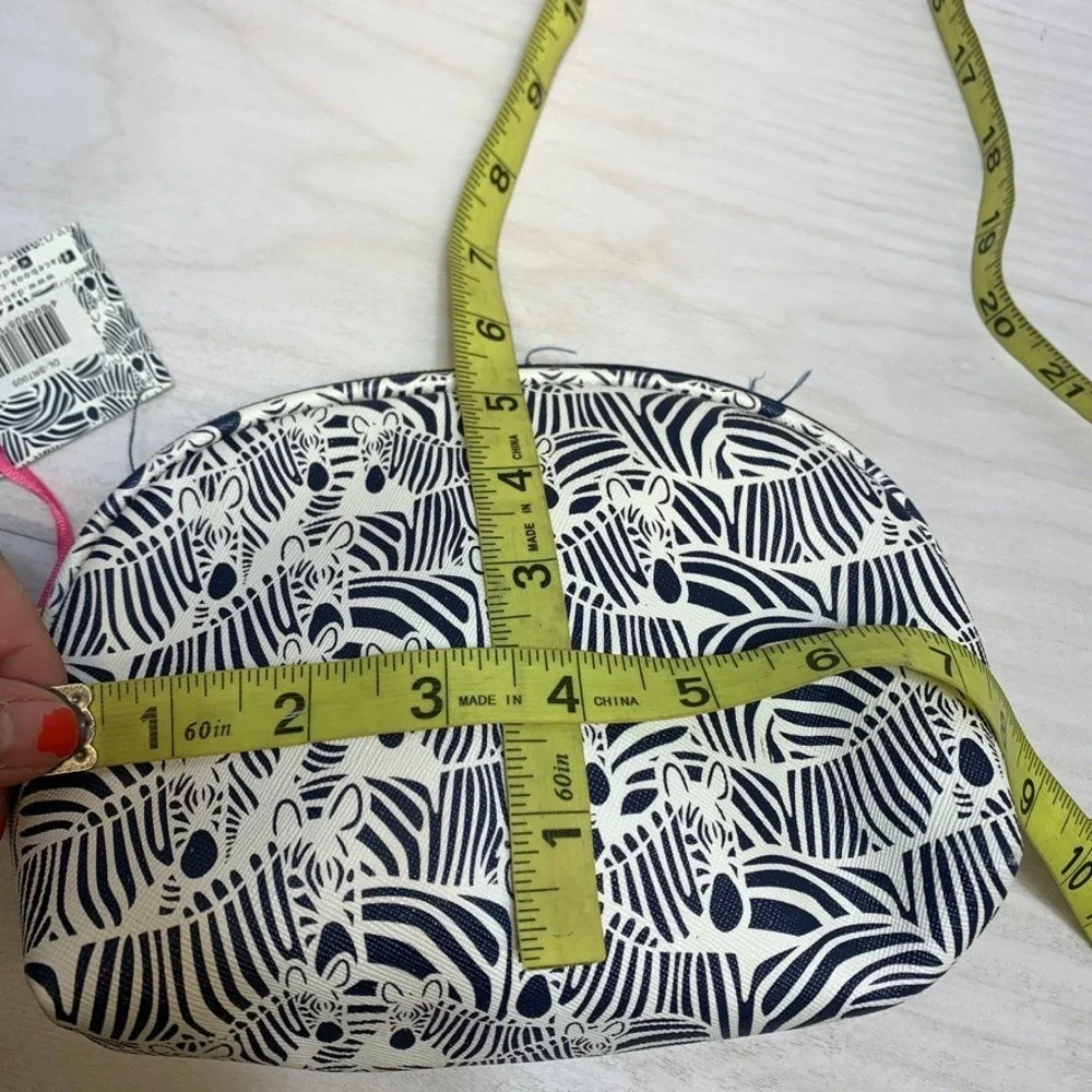 Dabney Lee Womens OS Cosmetic Bag Zebra Print‎ Navy Blue Travel Makeup Pouch NWT
